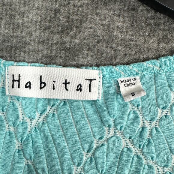 HABITAT Women's Small Long Sleeve Textured Asymmetric Hem Scoop Neck Blue Tunic - Picture 3 of 6